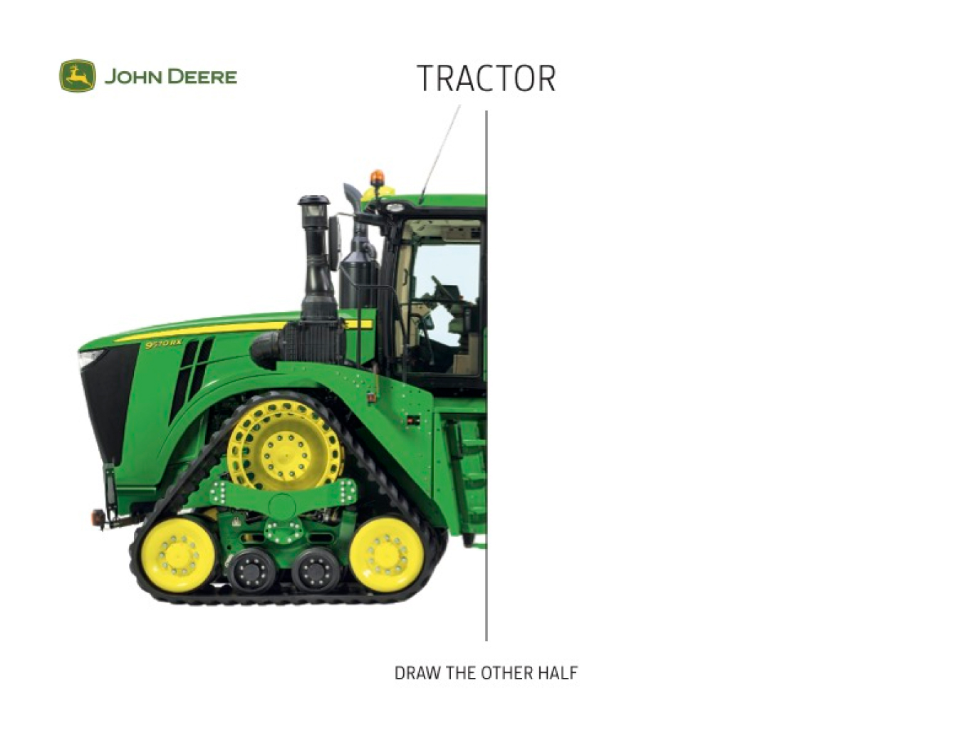 Photo of only half of a John&nbsp;Deere Tracked Tractor
