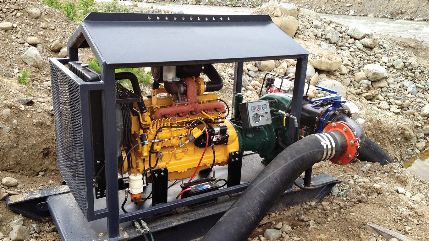 A pump at a placer goldmine with a PowerTech 6.8L engine
