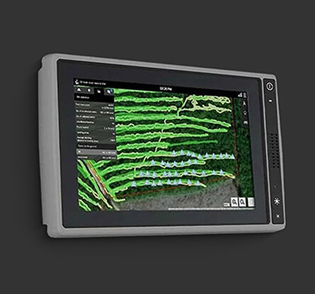 Electronic display showing map data.
