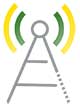 Radio tower icon with radio waves coming out from it