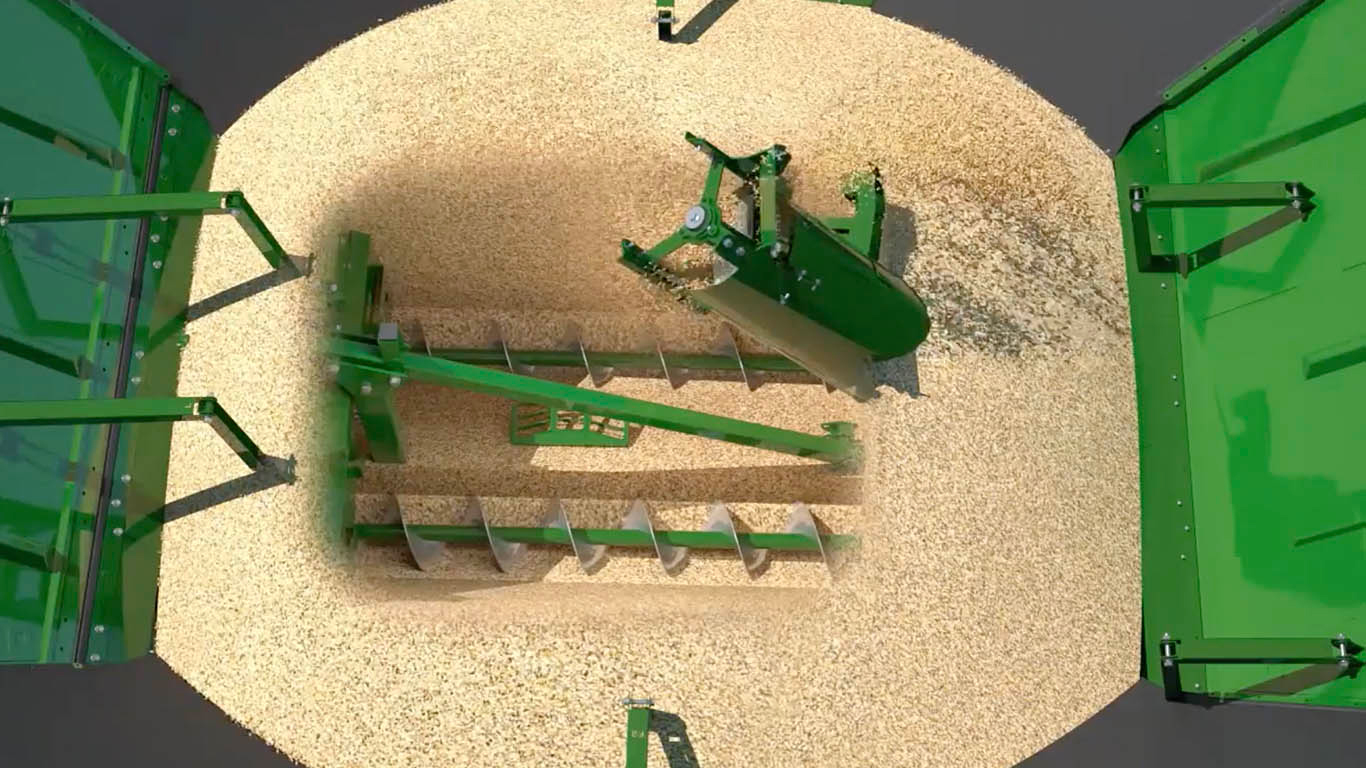 Cross Auger Shutoff Overview of grain in tank with cross auger