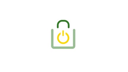 Icon of a shopping back with a power symbol overlayed