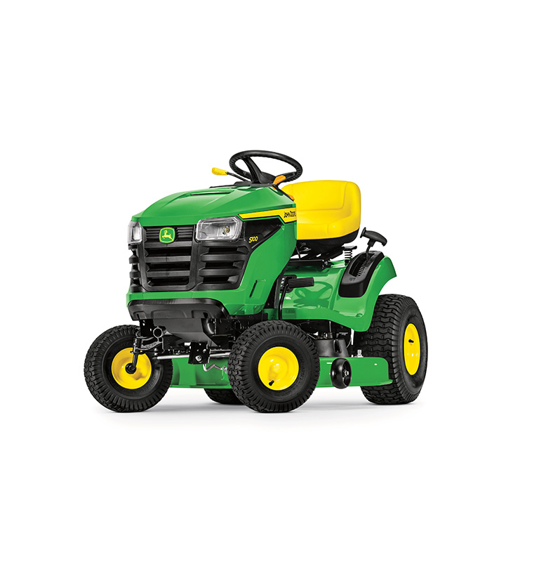 John Deere S120 mower on white background.