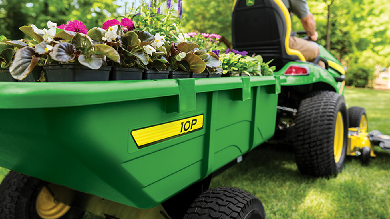 Ride on mower cart attachment for haulage