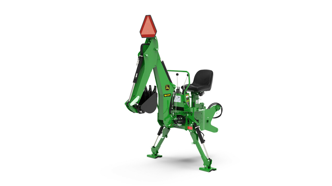A front left facing studio shot of BH270 backhoe
