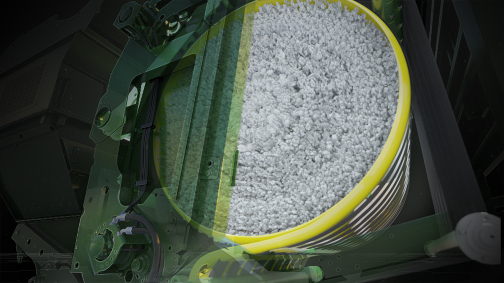 Image of a cotton bale being wrapped Image of a cotton bale being wrapped