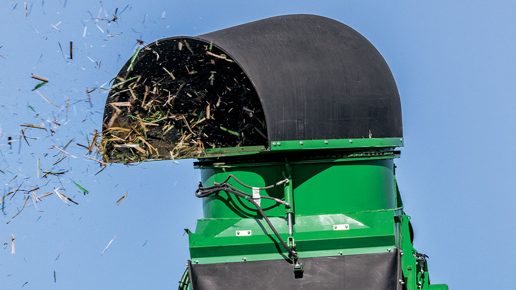 A close-up photo showing the variable speed secondary cleaning system on CH Series Sugar Harvester. A close-up photo showing the variable speed secondary cleaning system on CH Series Sugar Harvester.