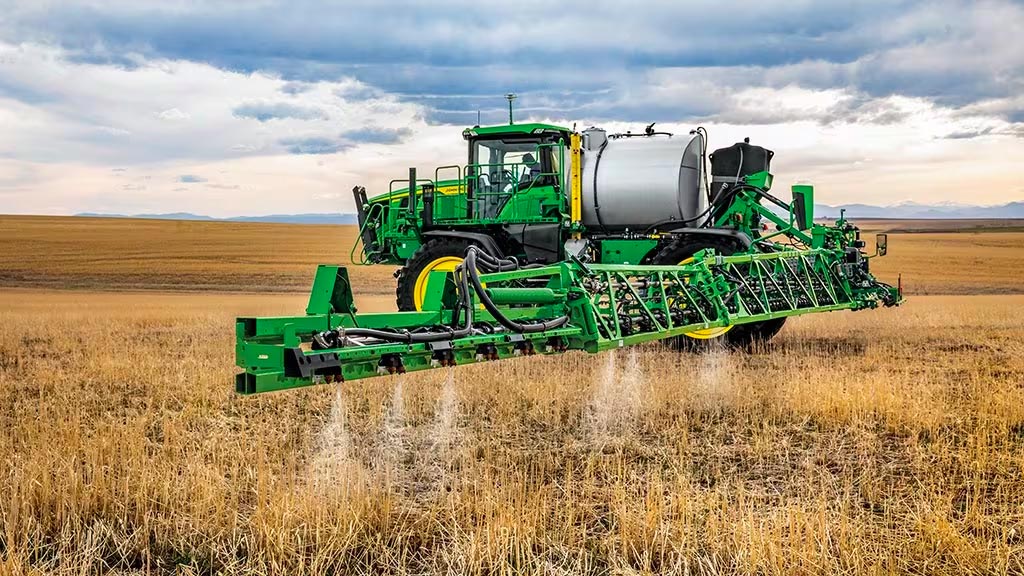Close up of John Deere See & Spray Select Sprayer in a small grains paddock.
