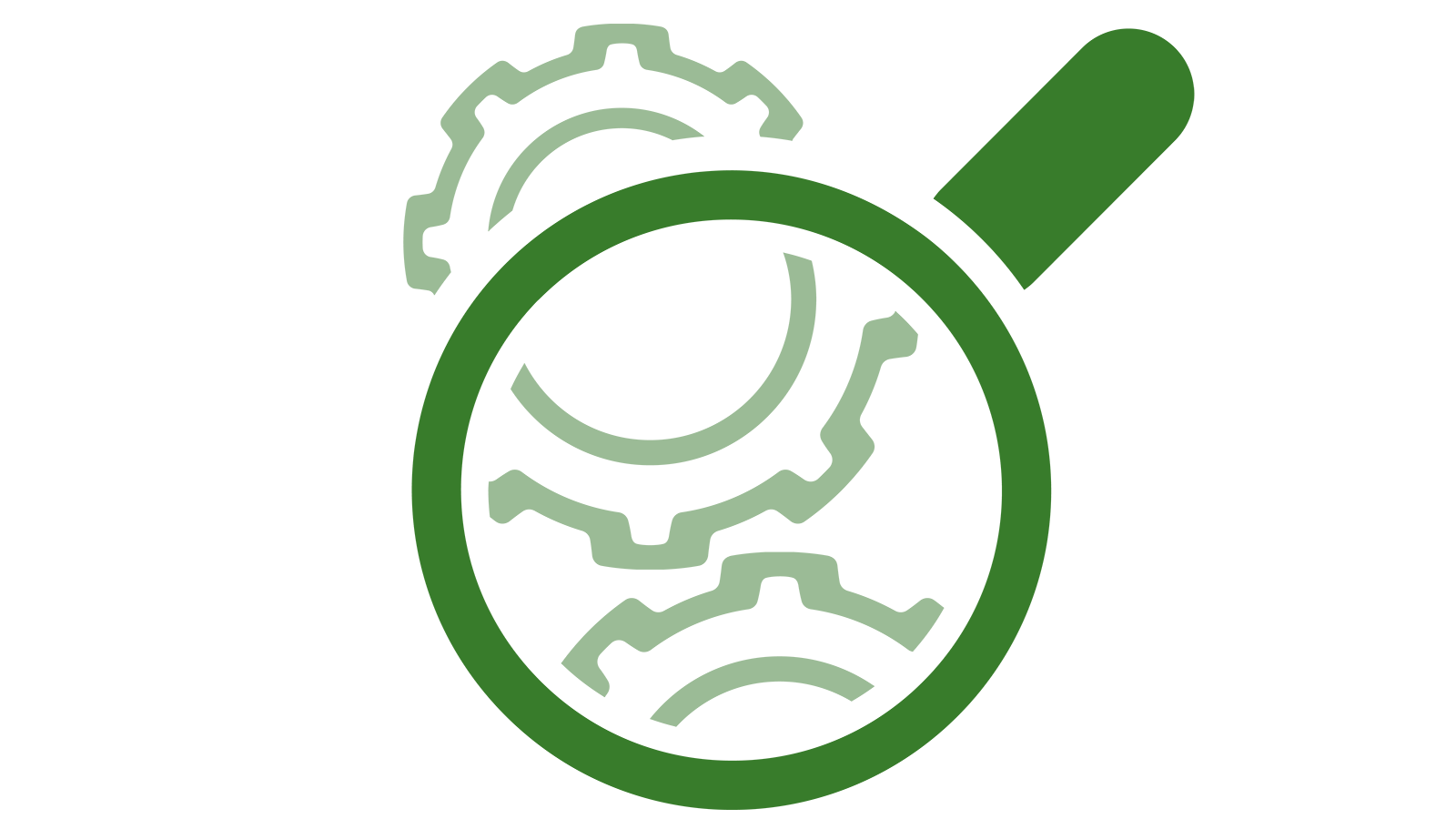 Performance Upgrades Customise Icon of magnifying glass on gears